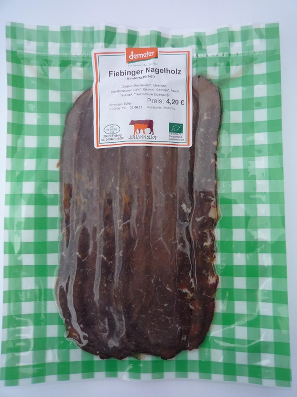 Produktfoto zu Rinderschinken Fiebinger Nagelholz 100g