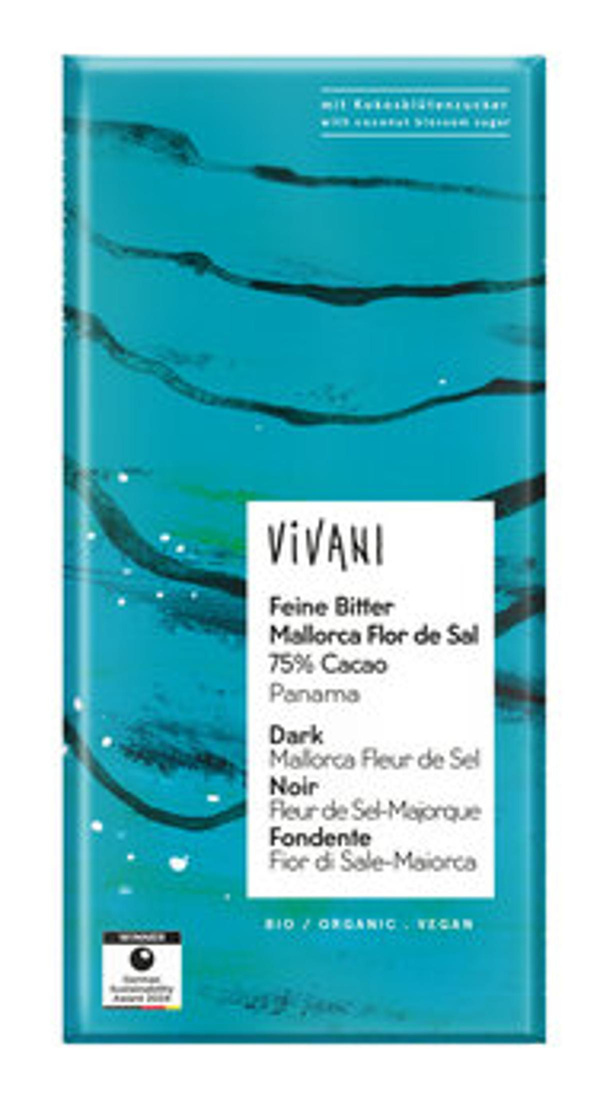 Produktfoto zu Feine Bitter Mallorca Flor de Sal 75% Cacao Panama 80g