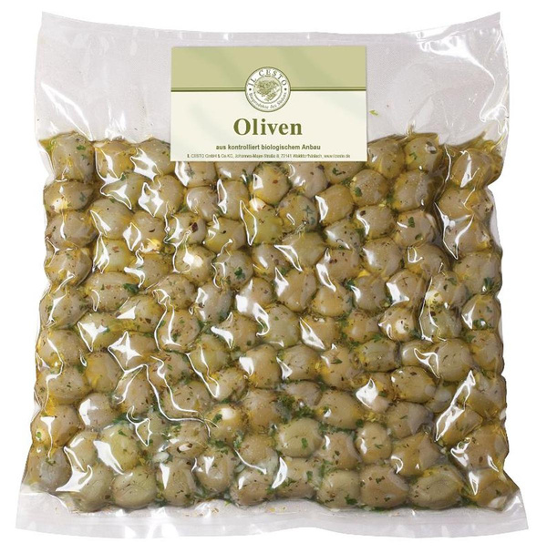 Produktfoto zu Grüne Oliven mit Knoblauch 1kg