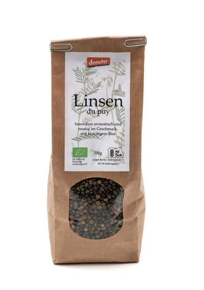 Produktfoto zu Bünte`s Grüne Du puy Linsen 500g