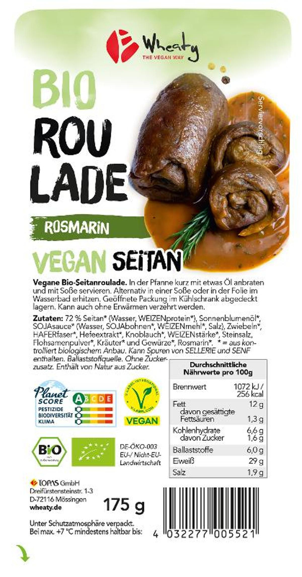 Produktfoto zu Wheaty Vegane Rosmarin-Roulade  175g