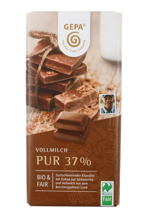 Produktfoto zu 10x100g GEPA Vollmilch pur 37%