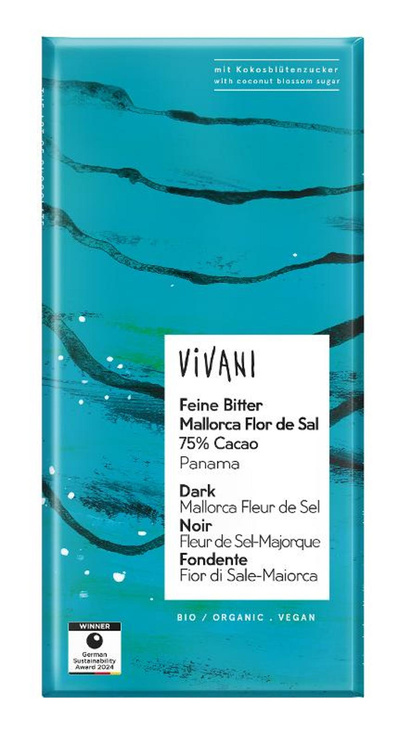 Produktfoto zu Feine Bitter Mallorca Flor de Sal 75% Cacao Panama 80g