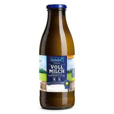 Produktfoto zu Vollmilch 1-Liter-Flasche 3,7%_Demeter