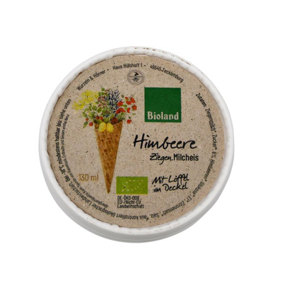Produktfoto zu Ziegenmilcheis mit Himbeere
