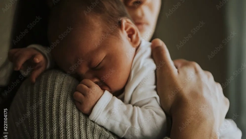 Baby schläft auf Arm