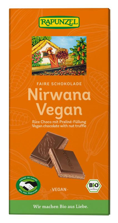Produktfoto zu Nirwana vegane Schoko  mit Praline Füllung 100g