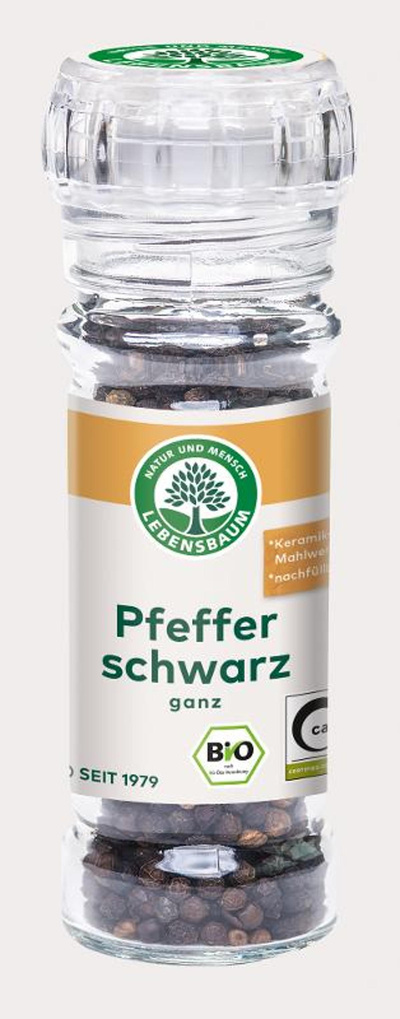 Produktfoto zu Pfeffer schwarz ganz Mühle 45g