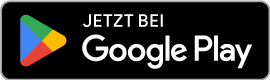 KI generiert: Der Hauptinhalt ist ein Button mit dem Google Play Logo. Text: "JETZT BEI Google Play".
