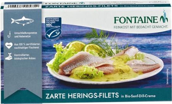 Produktfoto zu Heringfilets in Senf Dill Creme 200g