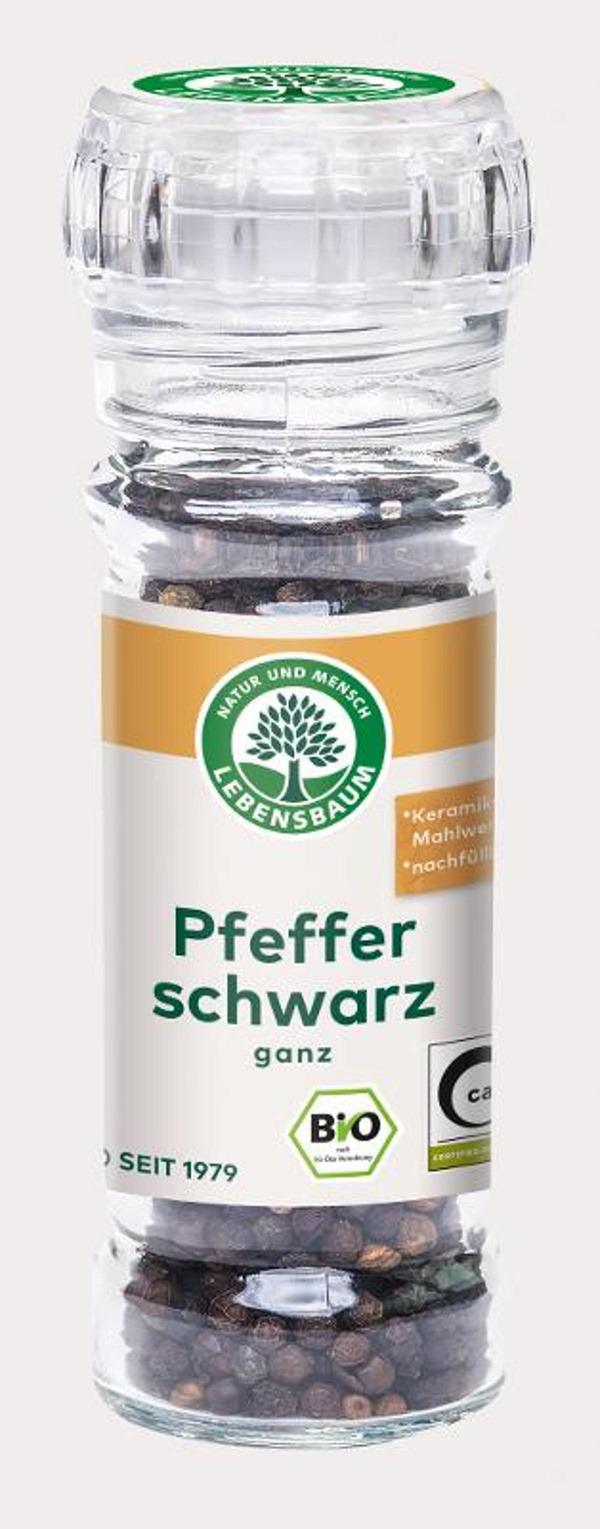 Produktfoto zu Pfeffer schwarz ganz Mühle 45g